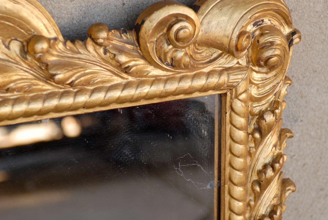 Italian 19th Century Gilded Mirror with Crown Carving 3