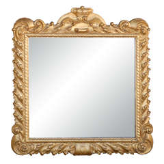 Italian 19th Century Gilded Mirror with Crown Carving 5