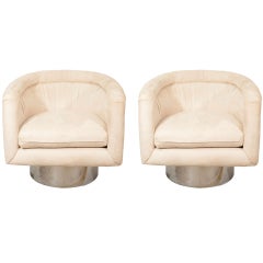 Vintage Pair of Swivel Tub Lounge Chairs by Leon Rosen for Pace Collection