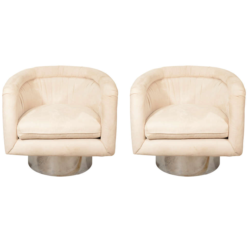 Pair of Swivel Tub Lounge Chairs by Leon Rosen for Pace Collection at