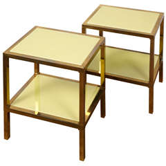 A pair of brass two-tiers tables. circa1970.