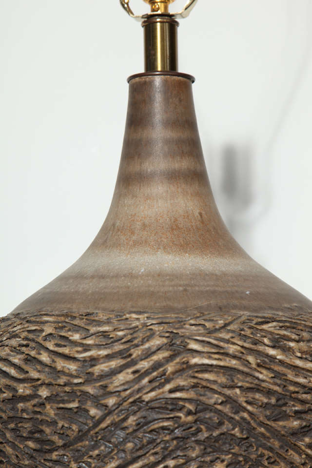 Mid-Century Modern Substantial Lee Rosen for Design Technics Earthen Textured Ceramic Table Lamp
