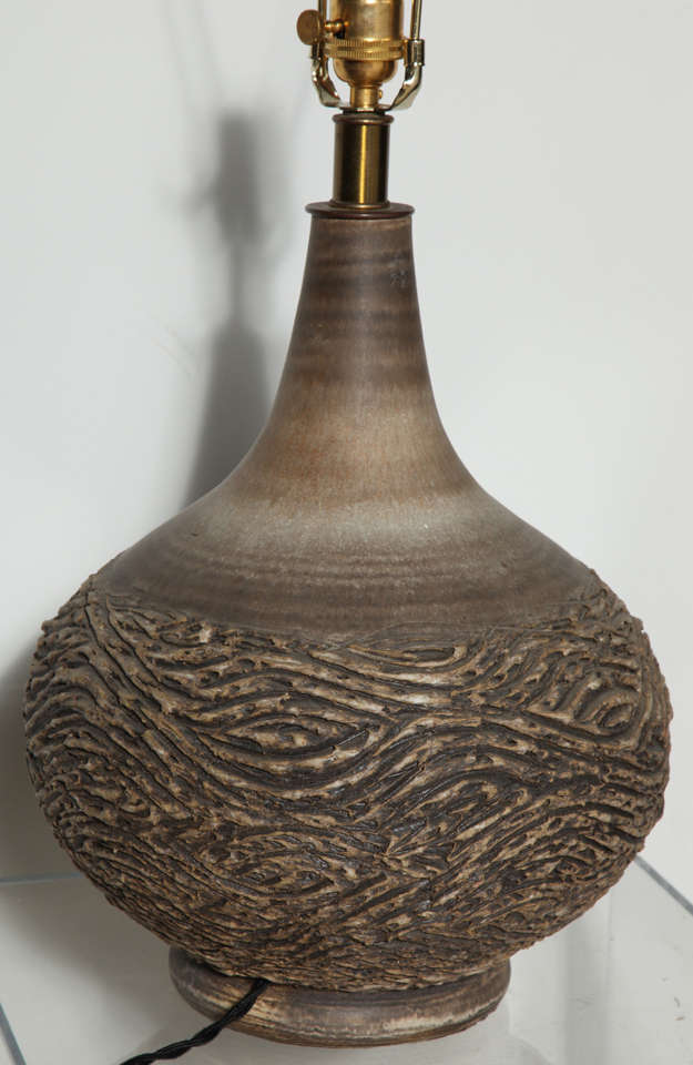 Substantial Lee Rosen for Design Technics Earthen Textured Ceramic Table Lamp 1