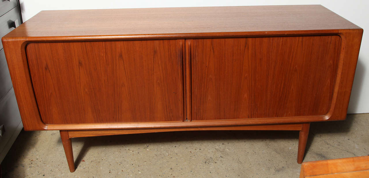 Mid-Century Modern Danish Modern Teak Tambour Door Credenza