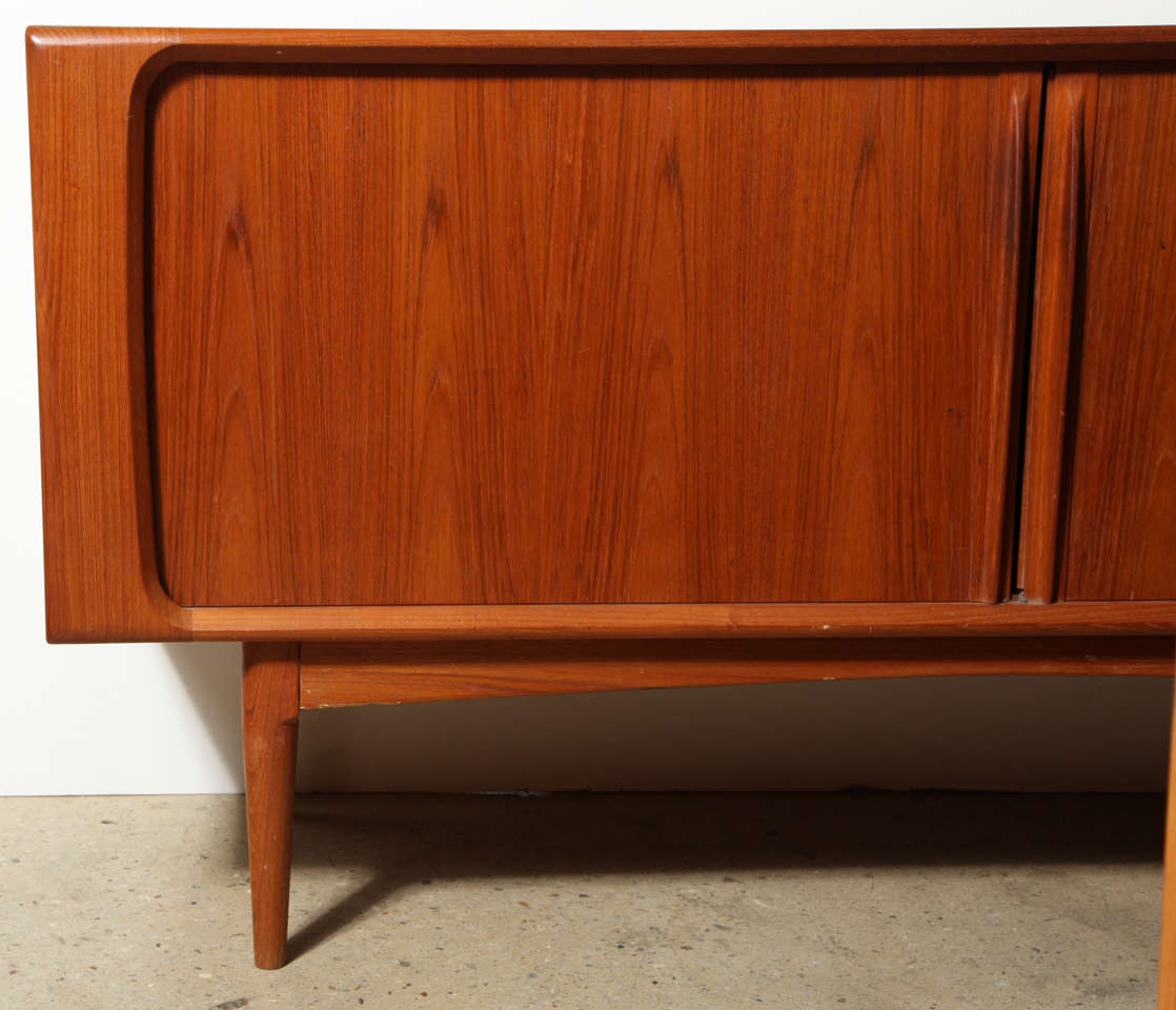 Danish Modern Teak Tambour Door Credenza In Excellent Condition In Bainbridge, NY