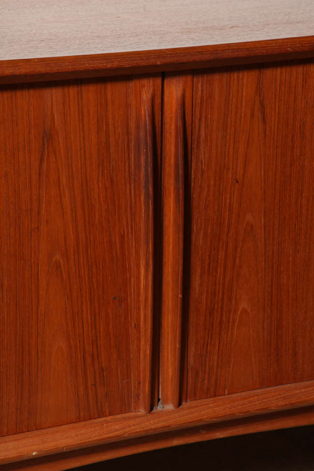 Mid-20th Century Danish Modern Teak Tambour Door Credenza