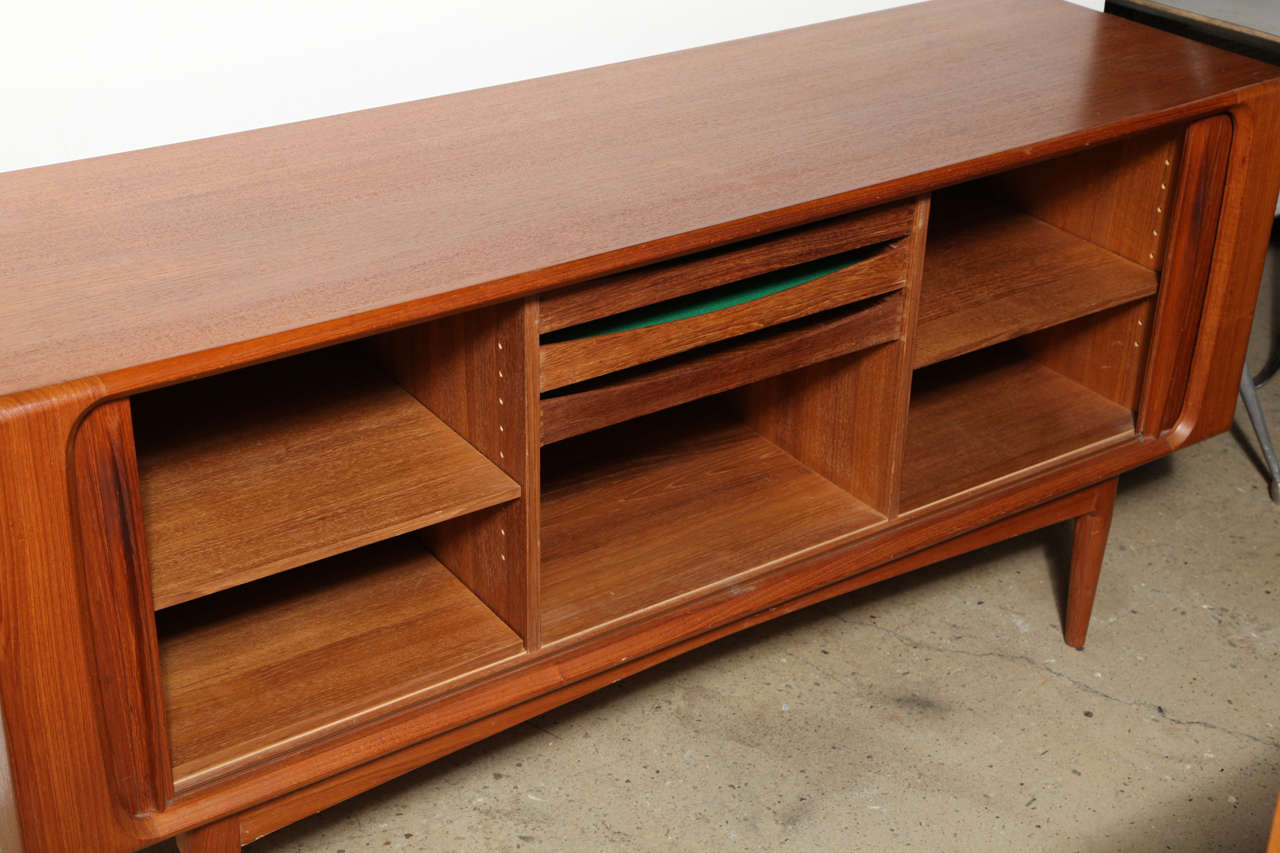 Danish Modern Teak Tambour Door Credenza 1