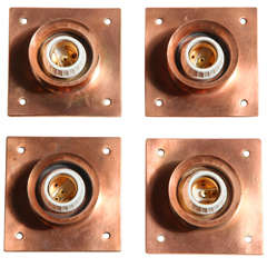 Set of Four 1890s Copper Subway Ceiling Fixtures