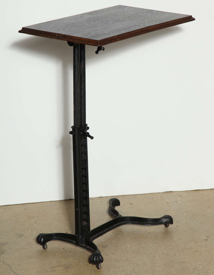 Iron Adjustable, Rolling Victorian Bed Side Table