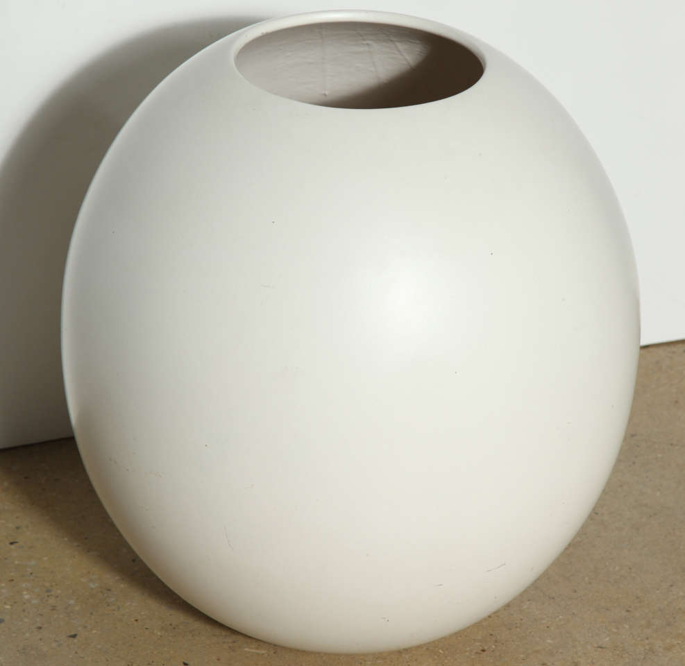 Mid-Century Modern Monumental California Modern Off White Stoneware Indoor Outdoor Vase, C. 1960