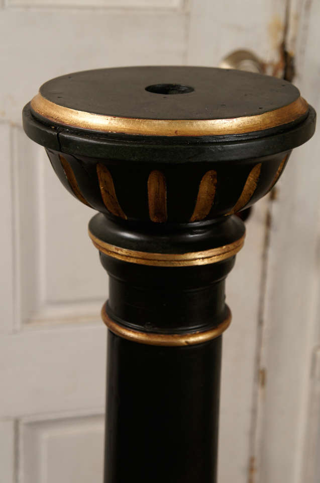 Pine Pair of Late 19th c. Carved Painted and Gilded Wood Pedestals For Sale