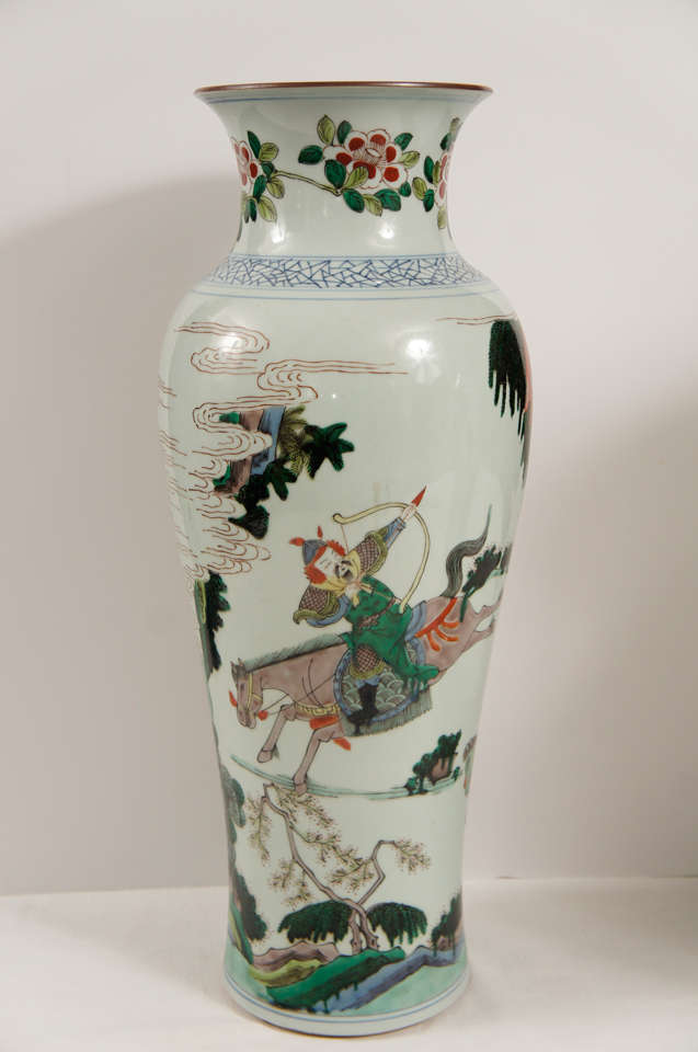 Late 19th c.  Famille Verte Chinese Porcelain Vases In Excellent Condition In Hudson, NY