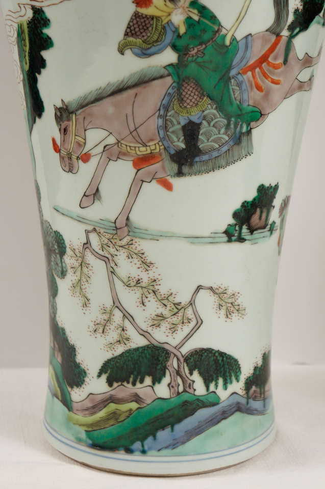 19th Century Late 19th c.  Famille Verte Chinese Porcelain Vases