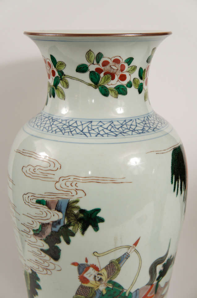 Late 19th c.  Famille Verte Chinese Porcelain Vases 1