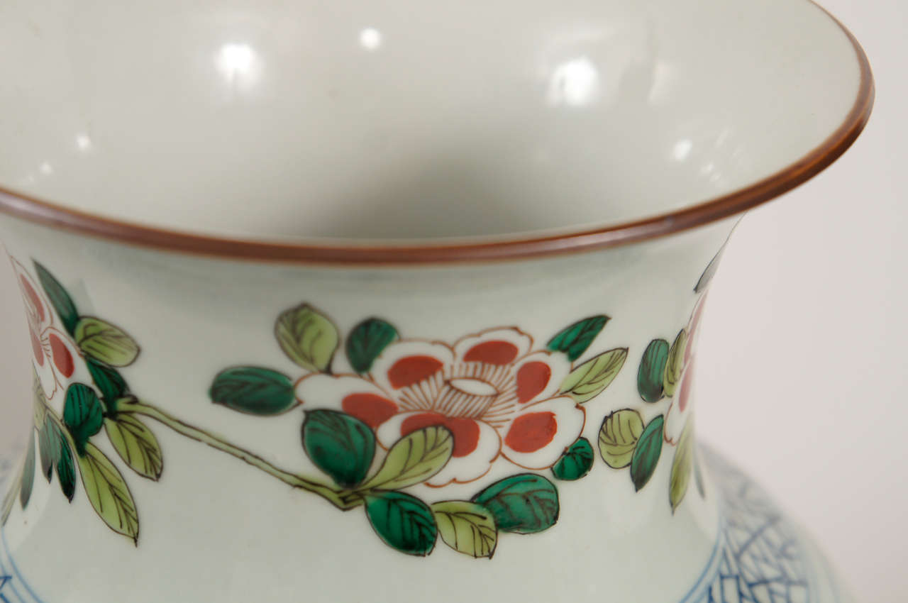 Late 19th c.  Famille Verte Chinese Porcelain Vases 2