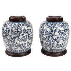 Early 20th century Pair of Porcelain Chinese Blue and White Vases
