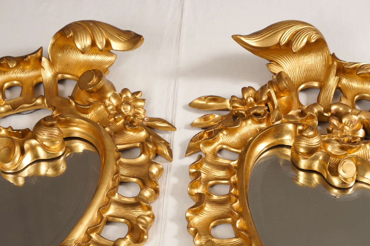 Carved Pair of Late 19th Century Rococo Mirrors For Sale