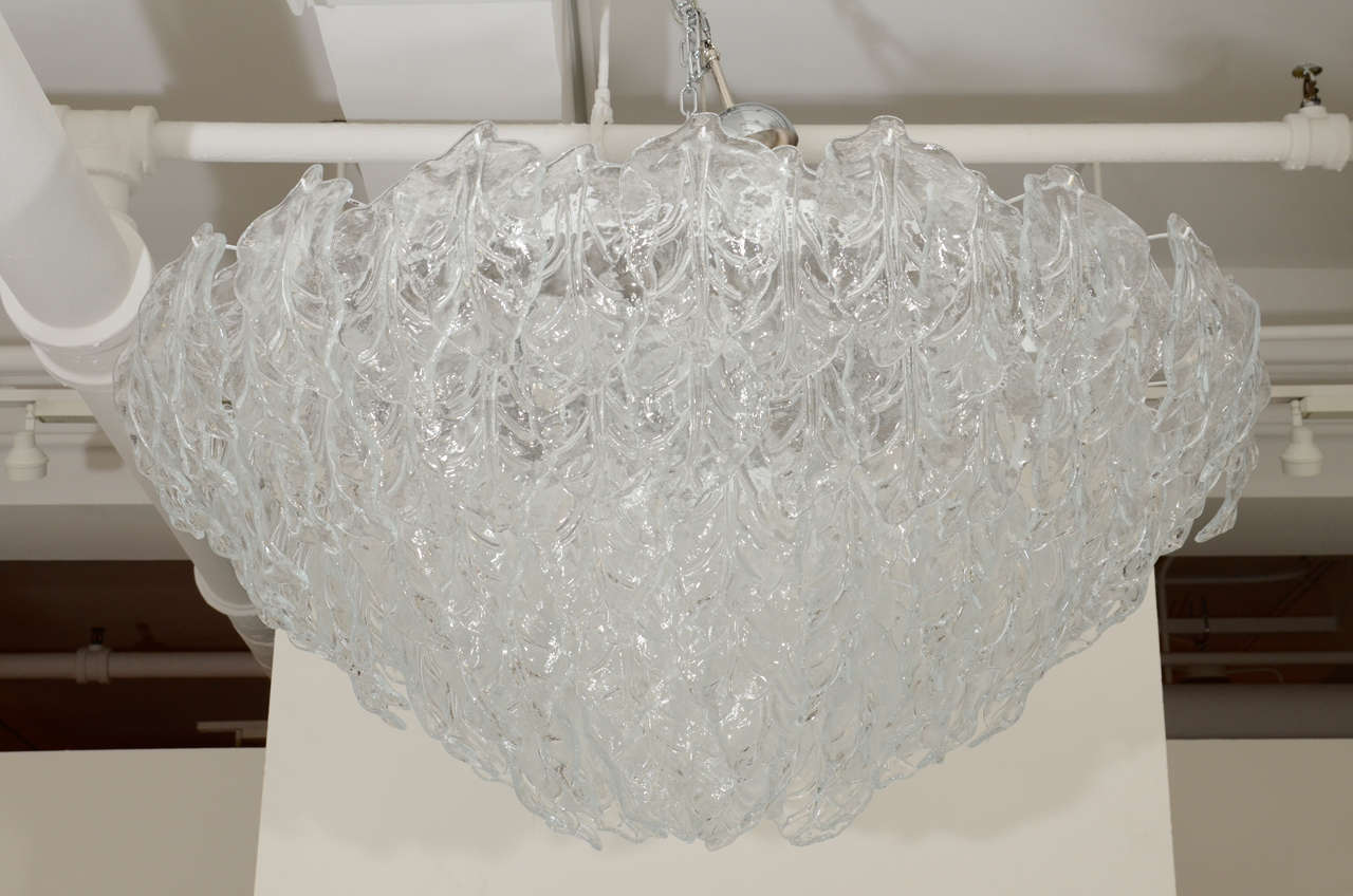 Massive Murano Glass Leaves Chandelier in the Style of Venini (47" diameter)