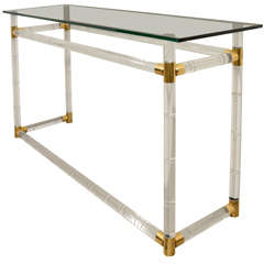 Vintage Original Lucite and Glass Console Table by Charles Hollis Jones