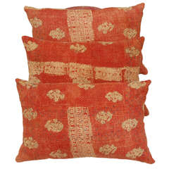 Vintage Resist Dye Quilted Indian Pillows