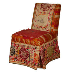 Slipper Chair w/Vintage Indian Textiles