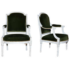 Pair of Louis XVIth "Chapeau de gendarme" Armchairs