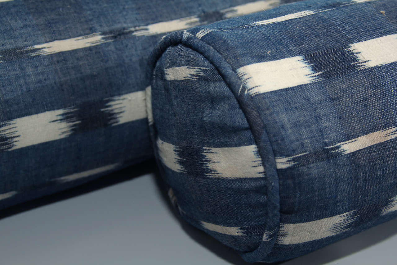 19th Century vintage ikat bolster pillows For Sale