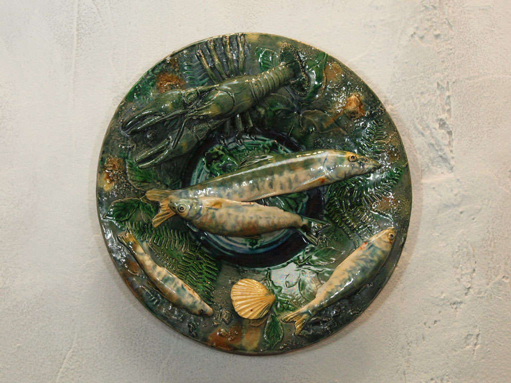 French Palissy platter by Alfred Renoleau