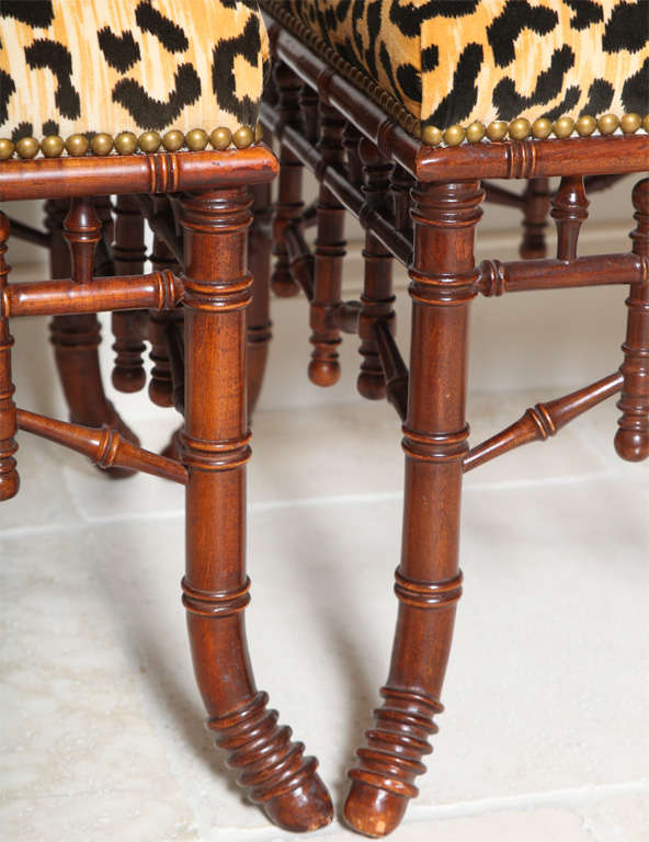 Wood Pair of Faux Bamboo Stools