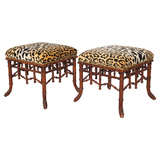 Pair of Faux Bamboo Stools