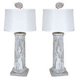 Pair of Fluted Column Lamps