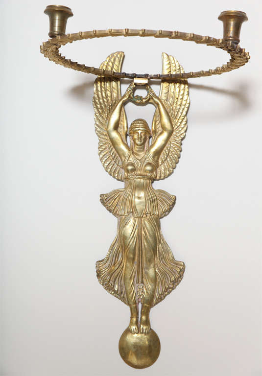 French Unusual Pair of 19th Century Egyptian Revival Bronze Figural Sconces For Sale