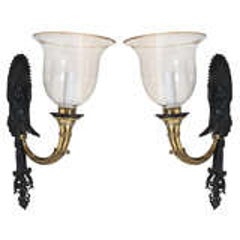 Unusual Pair of Bronze and Brass Sconces by E F Caldwell 10