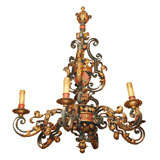 French Early 19th C. Hand Wrought Iron Chandelier