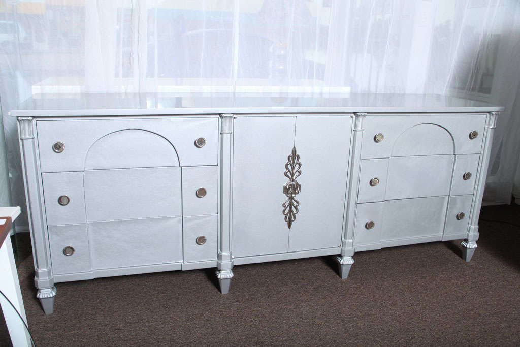 Mid-Century Modern Beautiful Mid-Century Silver Lacquered Sideboard