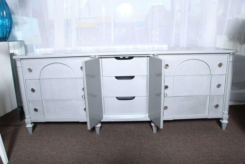 American Beautiful Mid-Century Silver Lacquered Sideboard