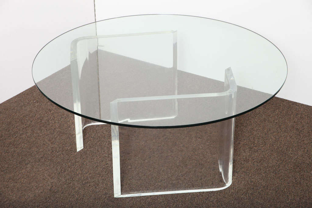 Lucite round cocktail table