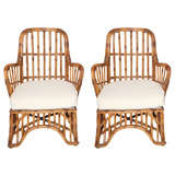 Pair of Art Deco Reed Lounge Chairs from the Queen Elizabeth