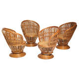 Vintage Rattan Swivel Chairs in the Manner of Franco Albini