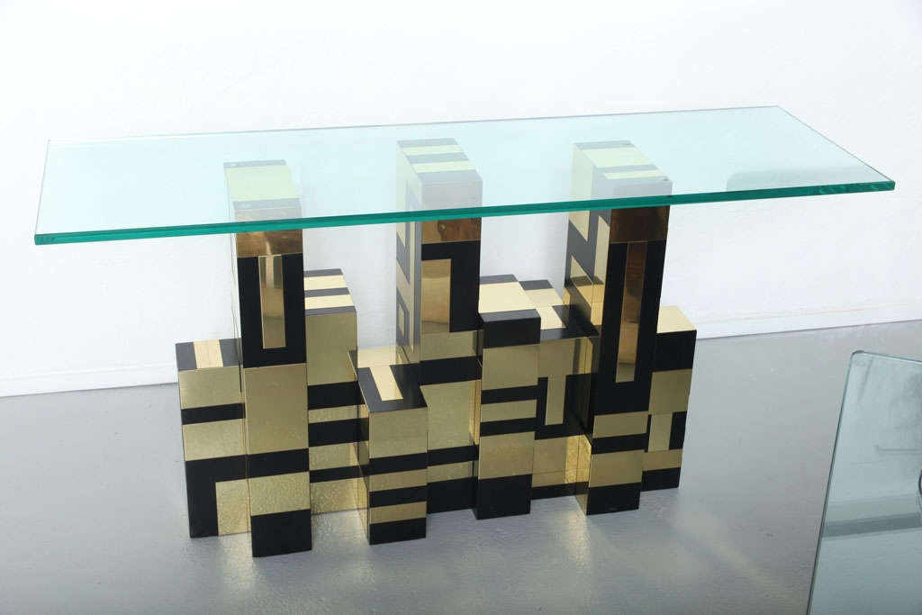 Signed Paul Evans Cityscape Console Table