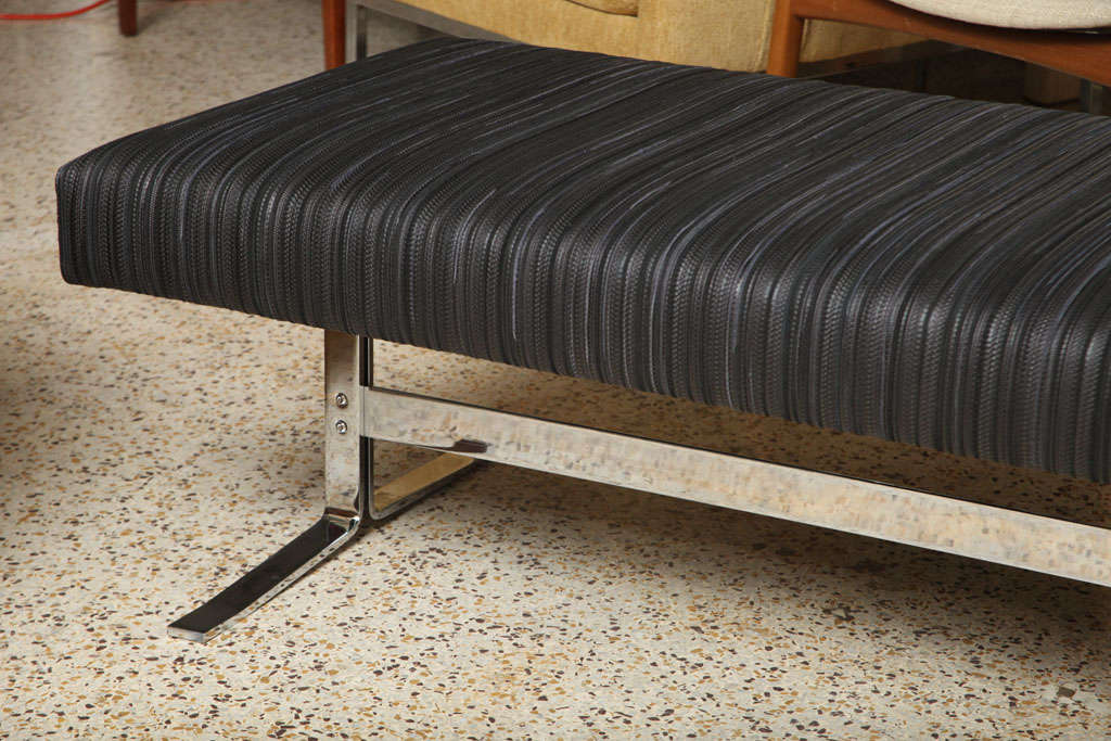 60's Chrome and Leather Bench 1