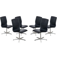 Set of 6 Arne Jacobsen "Oxford" Leather Chairs