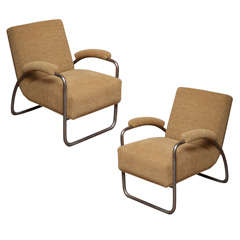 Pair of French  Thonet Art Deco Arm Chairs