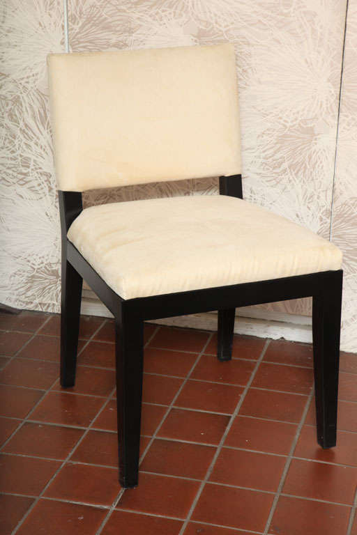 Set of Four Modern Ultrasuede Chairs  clean lines Low  level<br />
$1650 Each
