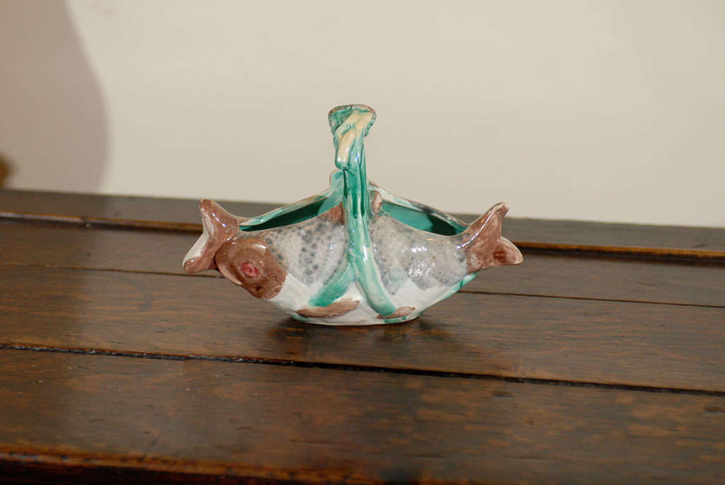 19th Century English Majolica Fish Basket