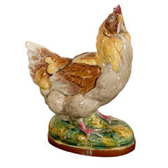 Antique Rare Majolica Rooster attributed to G. Dreyfus c.1880