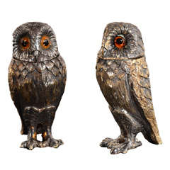 Pair of Vintage Owl-Form Casters, Tiffany & Co.