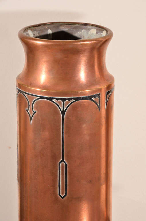 20th Century Arts and Crafts Silver on Bronze Vases