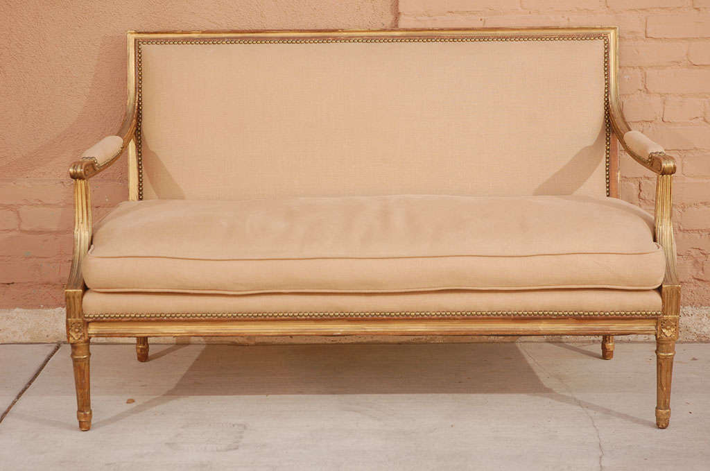 Louis XVI Style Gilt Settee