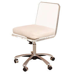 Lucite Swivel Base Desk Chair With White Cushion